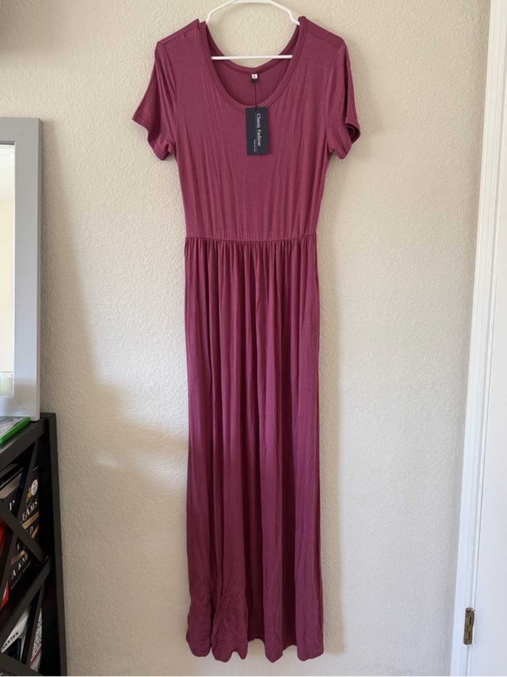 NWT Short-Sleeve Maxi Dress in Plum